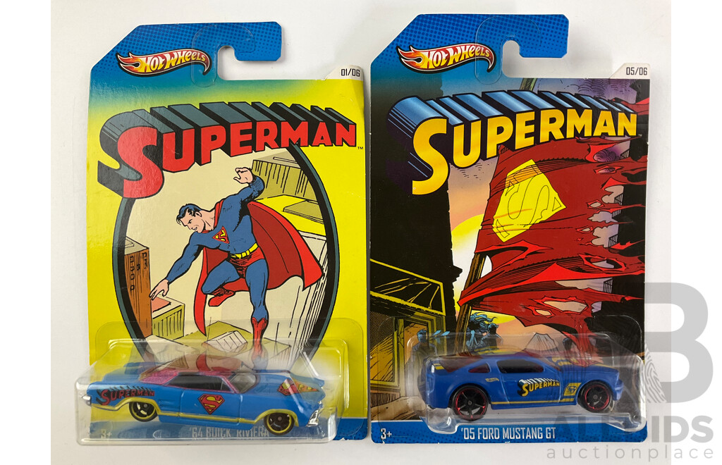 Six Boxed Diecast Hot Wheels Superman/Super Friends/Man of Steel Vehicles