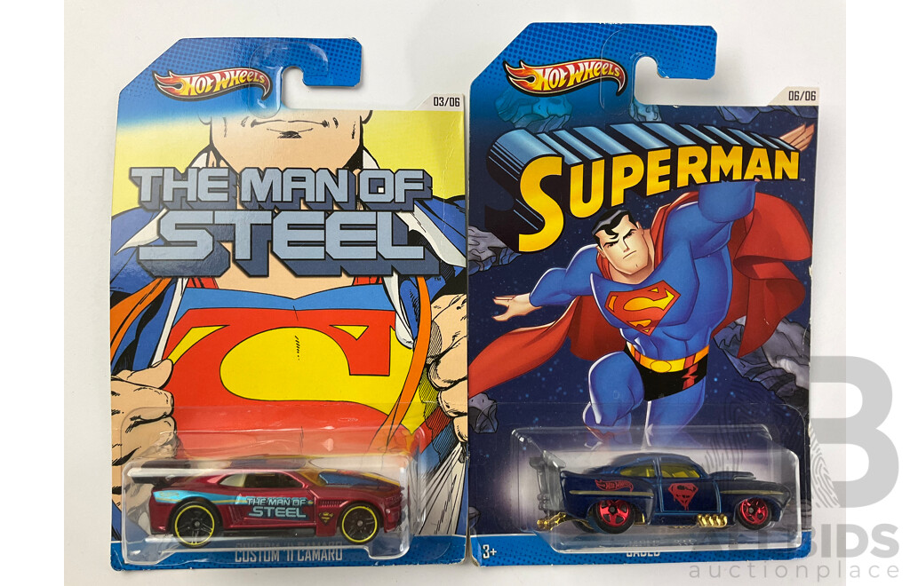 Six Boxed Diecast Hot Wheels Superman/Super Friends/Man of Steel Vehicles