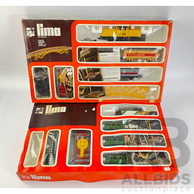 Two Boxed Lima HO Scale Battery Operated Train Sets, Locomotives Southern 4572 and X201