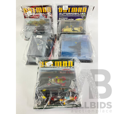 Batman Automobilia Cars and Booklets in Sealed Bags, Numbers 75, 76, 77, 78 ,79
