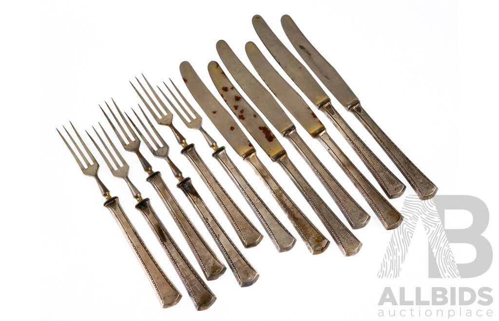 Vintage Set 12 German .800 Silver Flatware Set