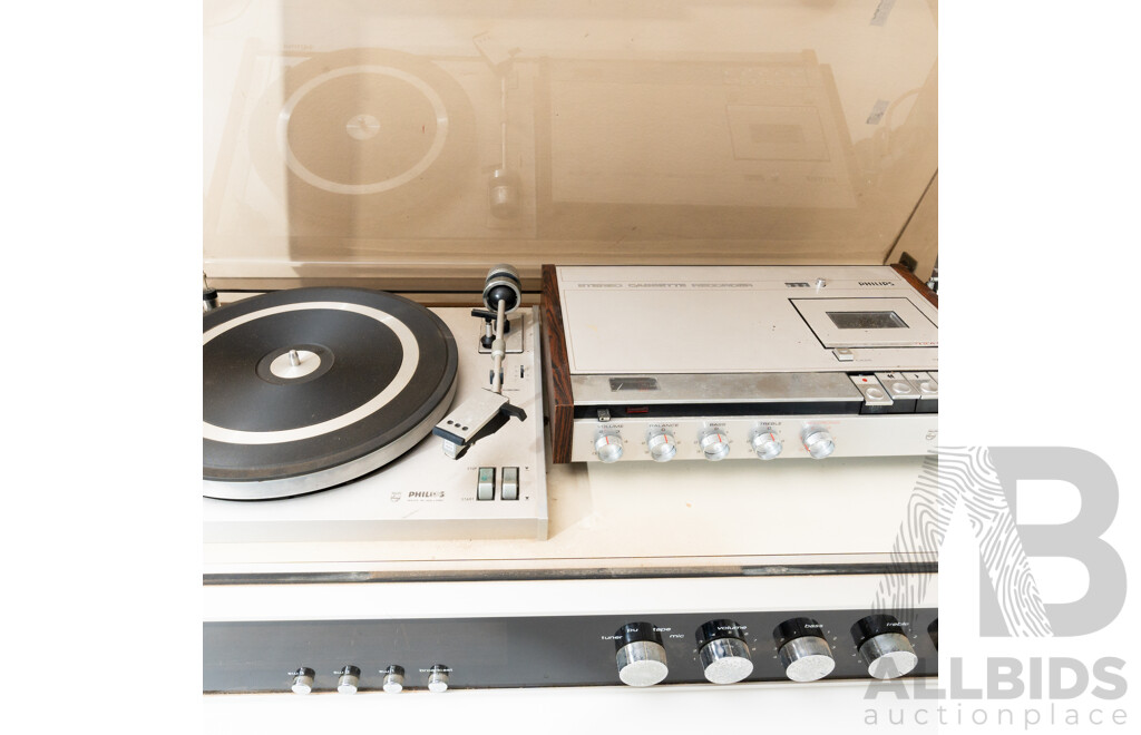 Retro Phillips Turntable Along with Phillips Cassette Recorder Deck N2400