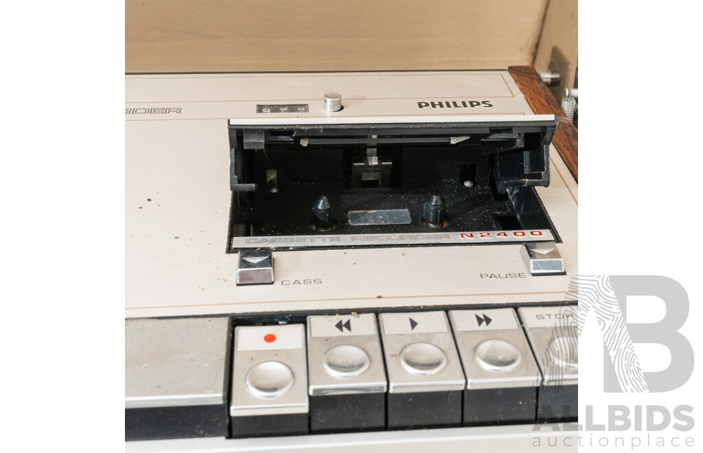 Retro Phillips Turntable Along with Phillips Cassette Recorder Deck N2400