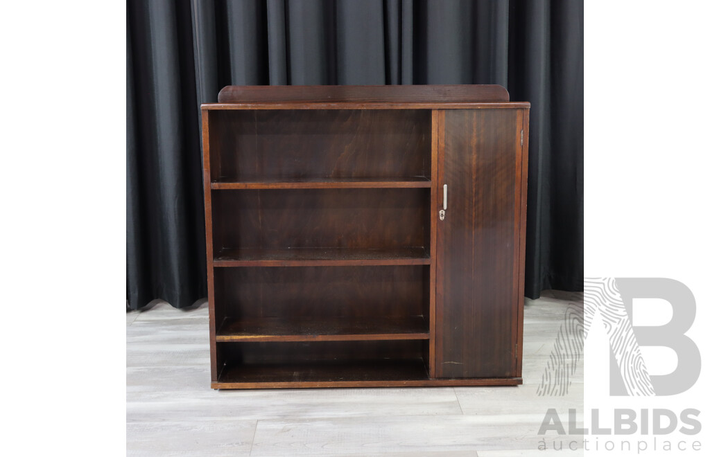 Art Deco Open Bookcase with Cabinet