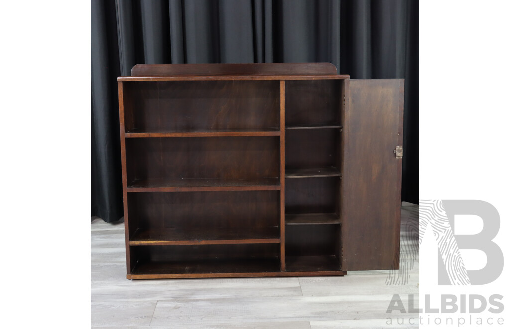 Art Deco Open Bookcase with Cabinet