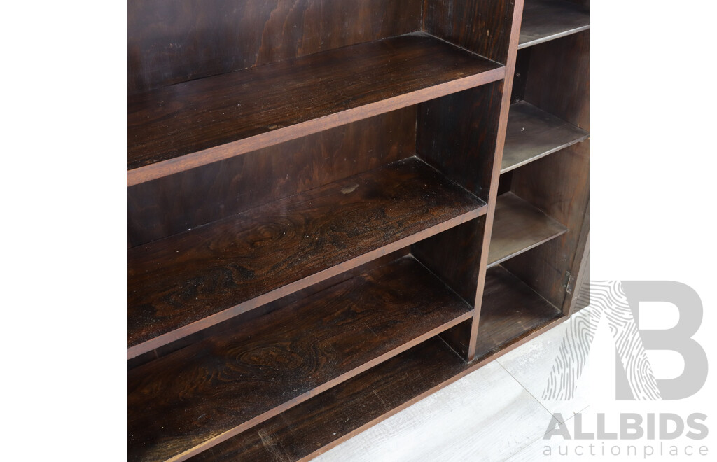 Art Deco Open Bookcase with Cabinet