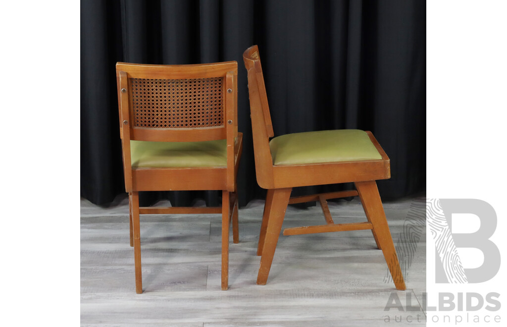 Pair of Vintage Parker Dining Chairs with Rattan Back