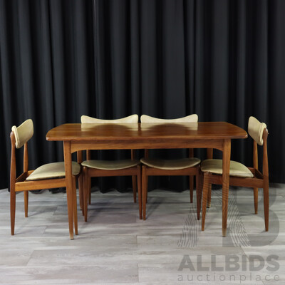 Mid Century Five Piece Dining Suite, Including Set of Four Parker 108 Chairs