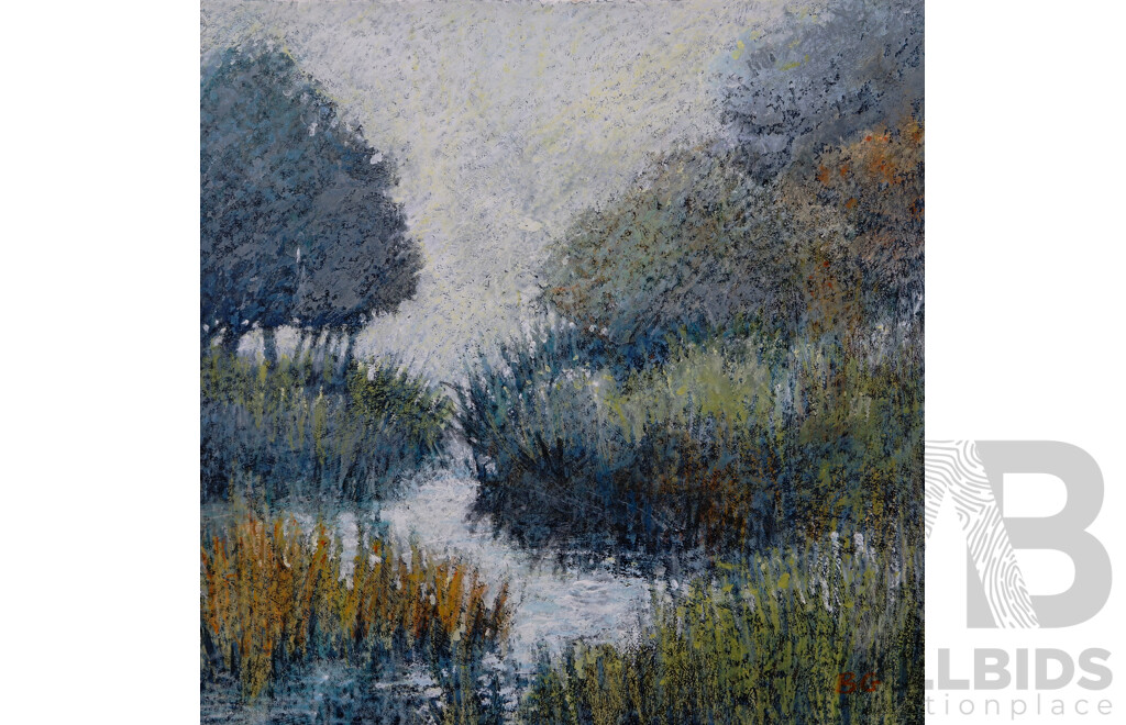 Rebecca Gray, (20th Century, Zambian-Australian, Presently Active), Peaceful Pond, Sealed Oil Pastel