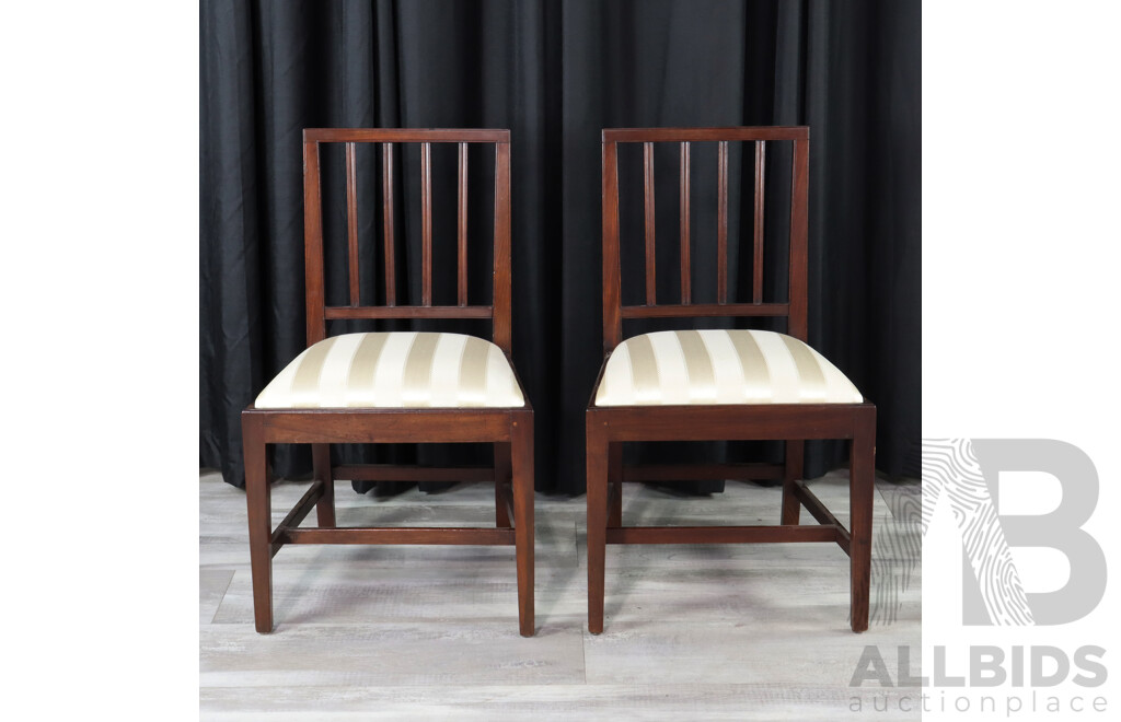 Pair of Scottish Georgian Oak Splat Back Dining Chairs