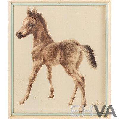 (Possibly) Kurt Meyer-Eberhardt, (20th Century, German, 1895-1977), Young Foal, Vintage Colour Print of Original Watercolour, 43 x 37 cm (frame) (Possibly) Kurt Meyer-Eberhardt, (20th Century, German, 1895-1977), Young Foal, Vintage Colour Print of Original Watercolour, 43 x 37 cm (frame)
