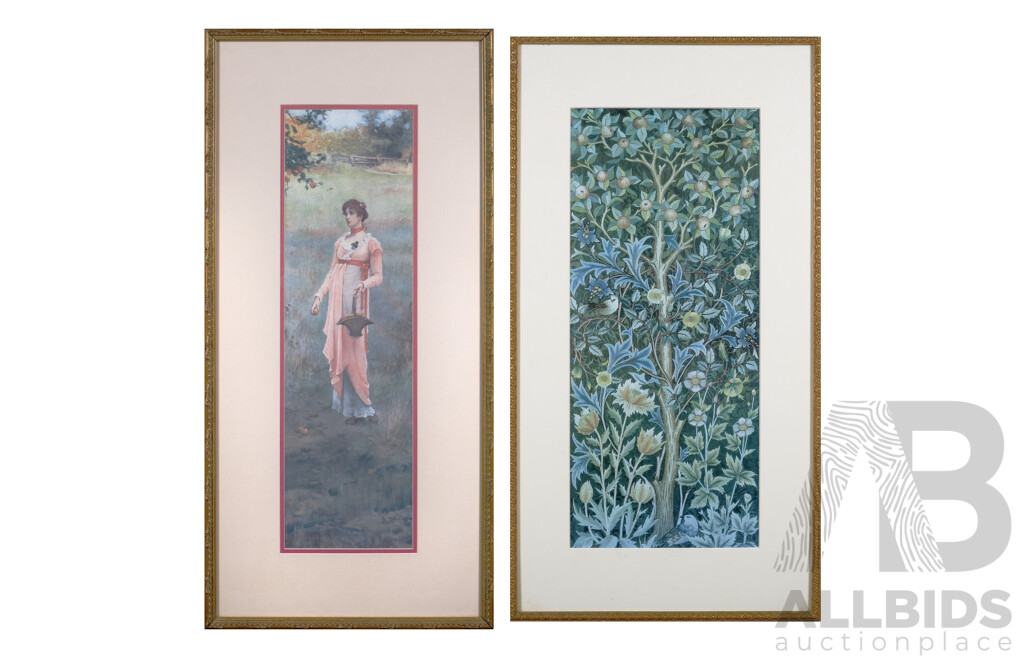 Marcus Stone (British, 1840-1921) Summer Fruits & William Morris (British, 1834-1896), Apple Tree, Pair of Colour Poster Prints (2)