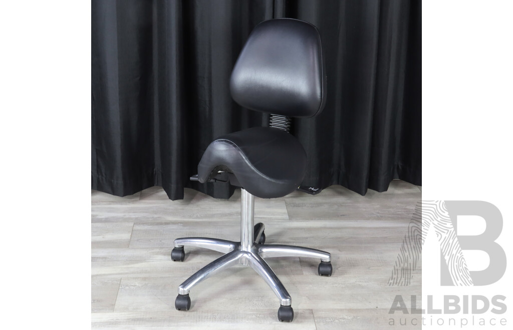 Leather Upholstered Saddle Chair by Posture Balance