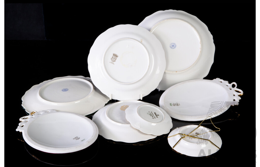 Good Collection Eight Vintage French Limoges Porcelain Pieces Including Pair Wall Plaques and More