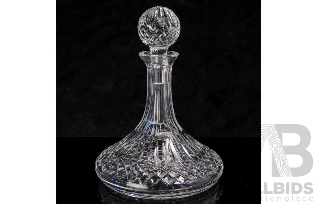 Vintage Waterford Crystal Ships Decanter and Stopper in Lismore Pattern