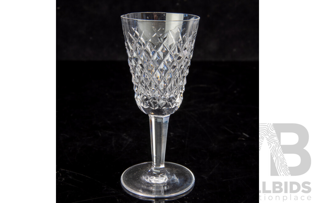 Set Six Vintage Waterford Crystal Sherry or Port Glasses in Alana Pattern