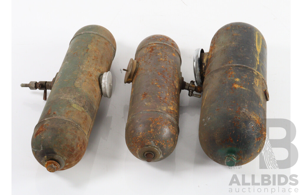Collection of Three Vintage Lawnmower Fuel Tanks