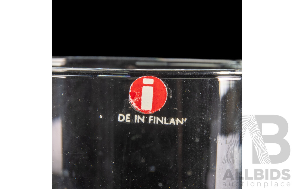 Mid Century Finnish Iittala Corked Niva Carafe with Set Four Double Old Fashioned and Eight Single Old Fashioned Glasses by Tapio Wirkkala in Gaissa Pattern