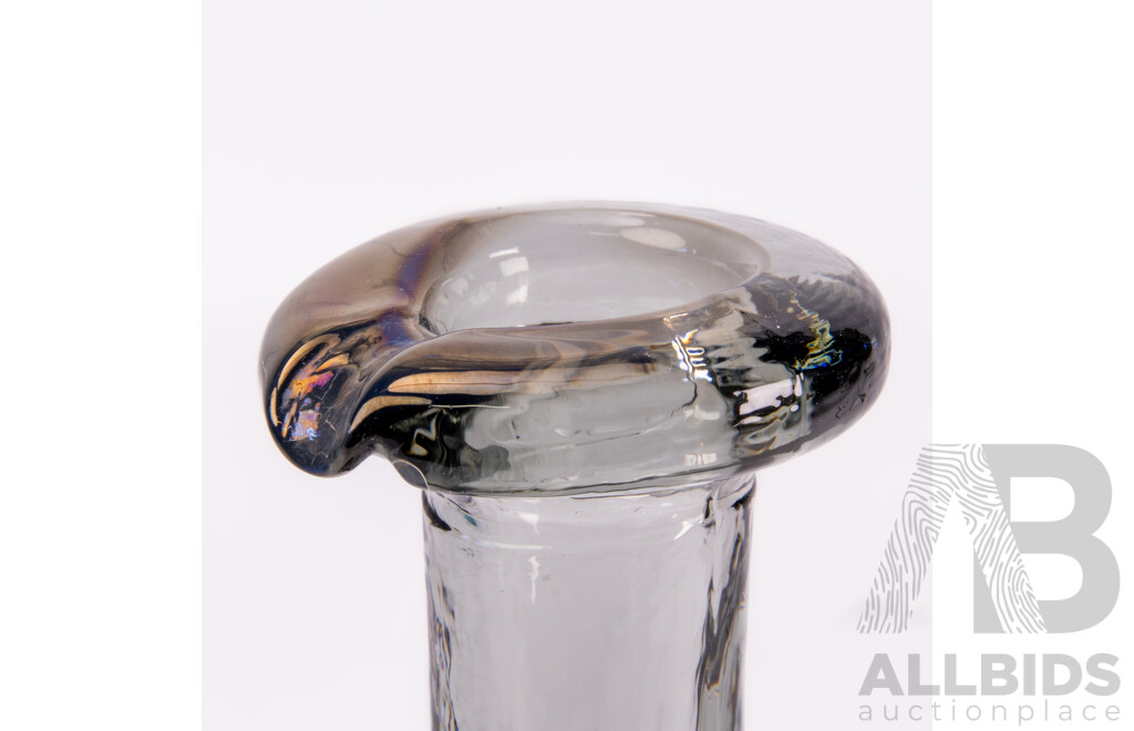 Mid Century Holmegaard Glass Bottle Carafe with Viking Face Medallion by Ole Winther