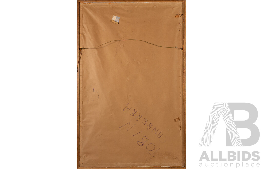 R. Phillips, (20th Century, Working c1960s), Abstract - Snowy Pines, Wonderful Vintage Acrylic on Masonite, 95.5 x 61.5 cm (frame)