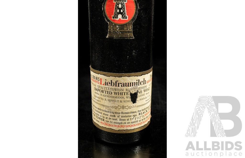 Vintage Black Tower Imported White Rhine Wine