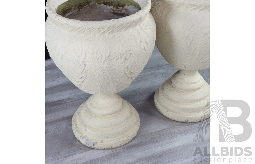 Pair of Vintage Australian Stucco Pedestal Planters