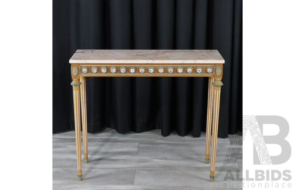 Reproduction Louis XVI Console Table with Marble Top