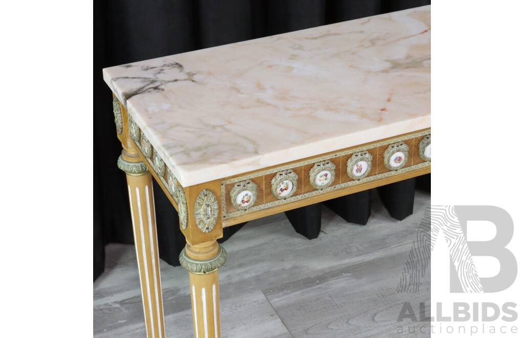 Reproduction Louis XVI Console Table with Marble Top