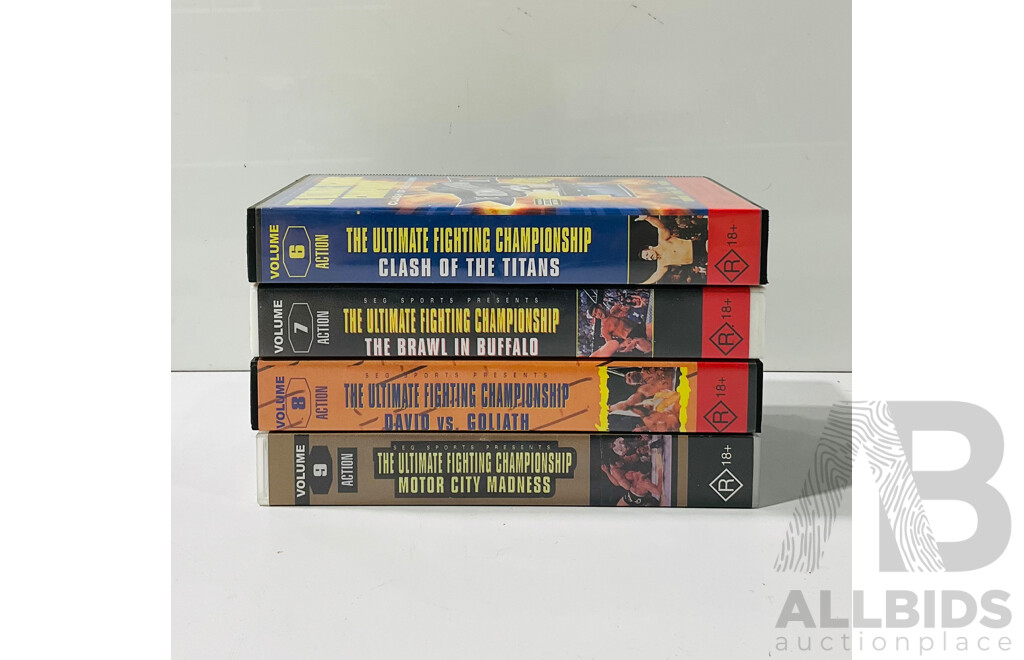 Volumes 6-9 Vintage UFC VHS Tapes Including “motor City Madness”, “clash of the Titans” and More