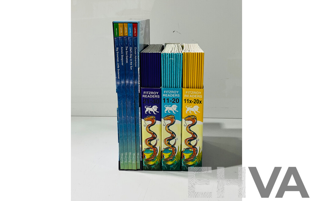 Three Sets Ten Volume Fitzroy Readers Softcover in Slip Cases Along with Disney Frozen Reader Collection