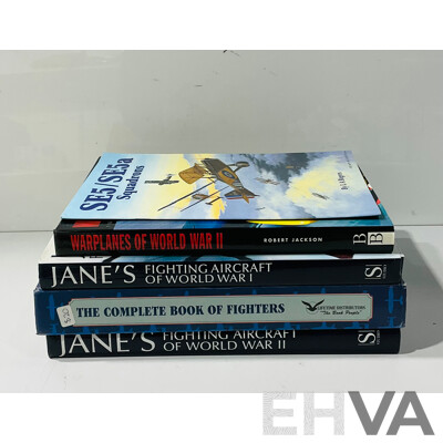 Collection Five Books Relating to Military Aircraft Including Two James Volumes and More, Four Hardcovers with Dust Jackets