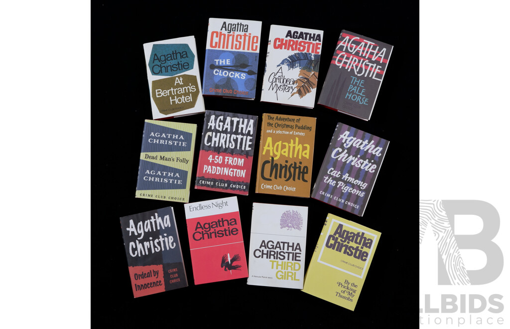 Set 12 Agatha Christie Hardcover Novels in Order of Publication Date by the Agatha Christie Collection, Harper Collins, 2012, with Facsimiles of the Original Dust Jackets