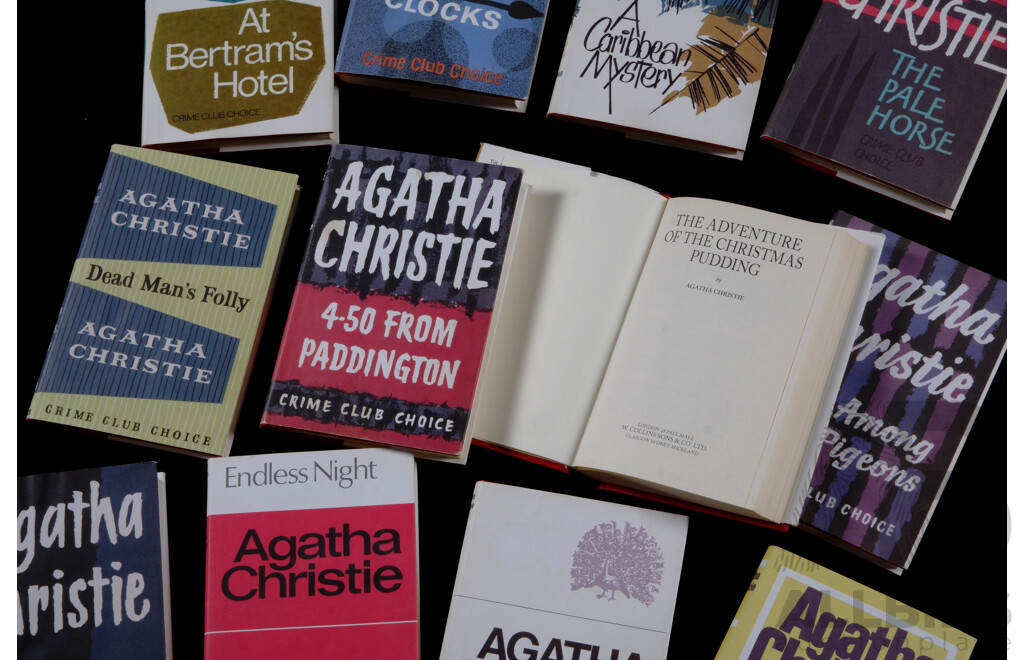 Set 12 Agatha Christie Hardcover Novels in Order of Publication Date by the Agatha Christie Collection, Harper Collins, 2012, with Facsimiles of the Original Dust Jackets