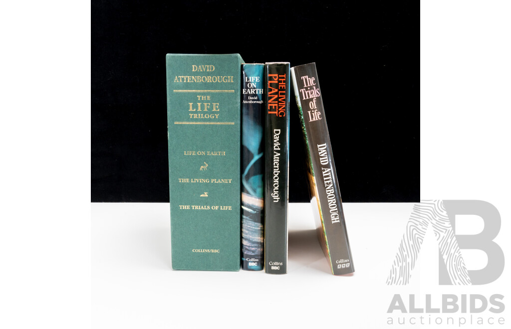 David Attenborough, the Life Trilogy, Collins, Three Volume Hardcover Set with Dust Jackets in Slip Case