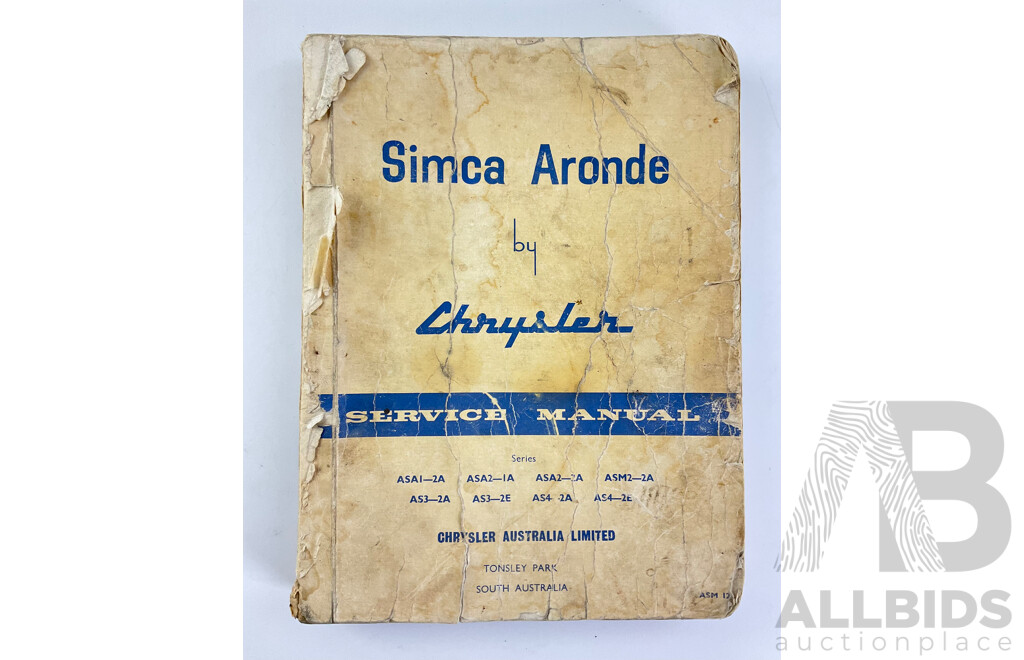 Chrysler Simca Aronde Service Manual