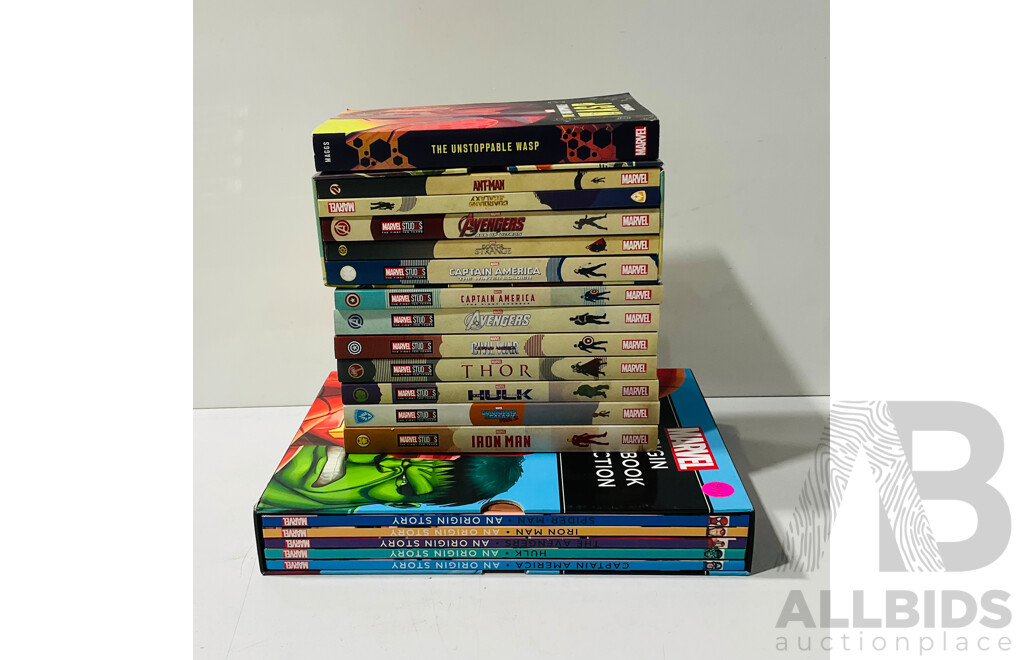 Collection 13 Marvel Softcover Novels Along with Four Volume Set in Slip Case Marvel Origin Storybook Collection