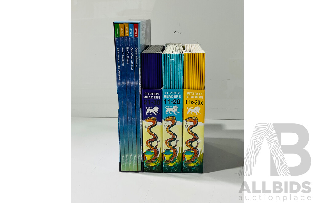 Three Sets Ten Volume Fitzroy Readers Softcover in Slip Cases Along with Disney Frozen Reader Collection