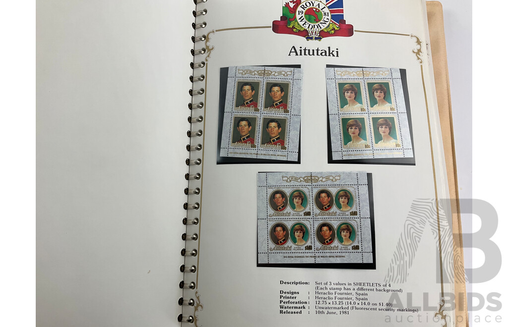 Stanley Gibbons 1981 Commonwealth Countries Mint Stamp Albums, Royal Wedding of Prince Charles and Lady Diana Spencer