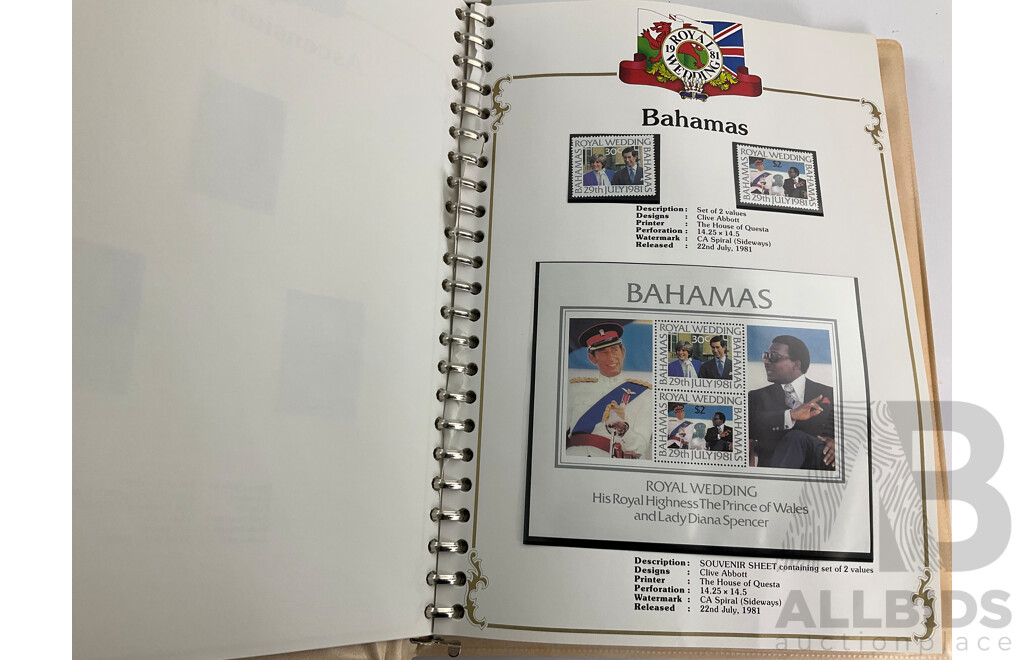 Stanley Gibbons 1981 Commonwealth Countries Mint Stamp Albums, Royal Wedding of Prince Charles and Lady Diana Spencer