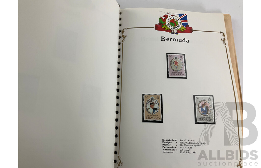 Stanley Gibbons 1981 Commonwealth Countries Mint Stamp Albums, Royal Wedding of Prince Charles and Lady Diana Spencer