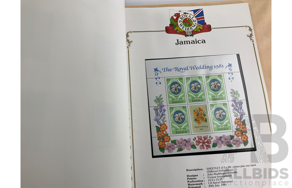 Stanley Gibbons 1981 Commonwealth Countries Mint Stamp Albums, Royal Wedding of Prince Charles and Lady Diana Spencer