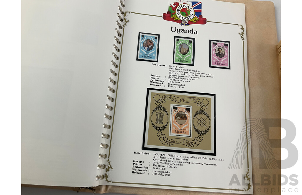 Stanley Gibbons 1981 Commonwealth Countries Mint Stamp Albums, Royal Wedding of Prince Charles and Lady Diana Spencer