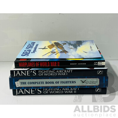 Collection Five Books Relating to Military Aircraft Including Two James Volumes and More, Four Hardcovers with Dust Jackets