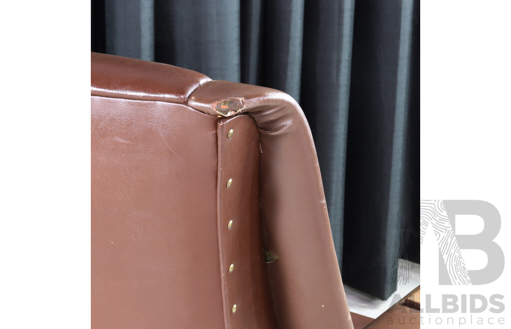 Danish Leather Lounge Chair with Timber Highlights