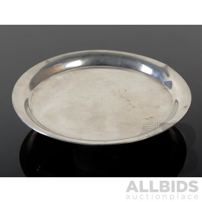 Vintage Hand Beaten .920 Silver Dish with Horn Foot