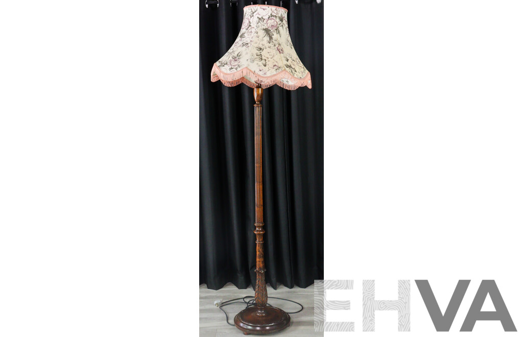 Vintage Oak Fluted Floor Lamp