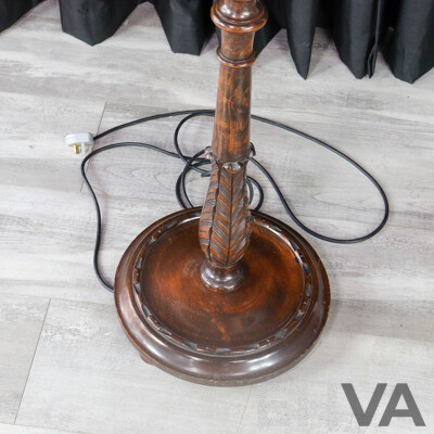 Vintage Oak Fluted Floor Lamp