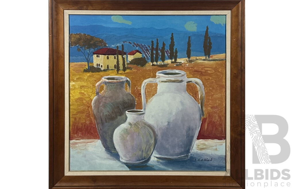 Mauro Cellini, (20th Century), Cinque Terre, Acrylic on Canvas, 97 x 97 cm (image)