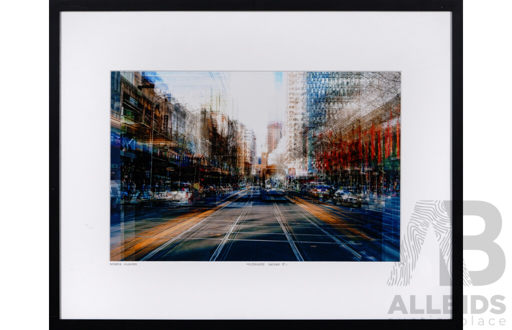 Laurent Dequick, (20th Century), Melbourne, Bourke St #1, Mixed Media Photograph, (No 3) 40 x 50 cm (frame)