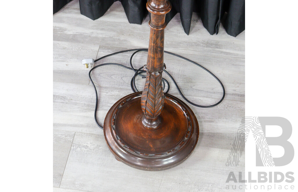 Vintage Oak Fluted Floor Lamp